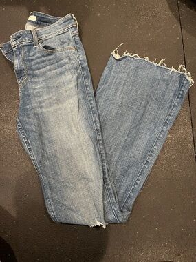 Abercrombie & Fitch Light Blue Flare Jeans with Frayed Hem